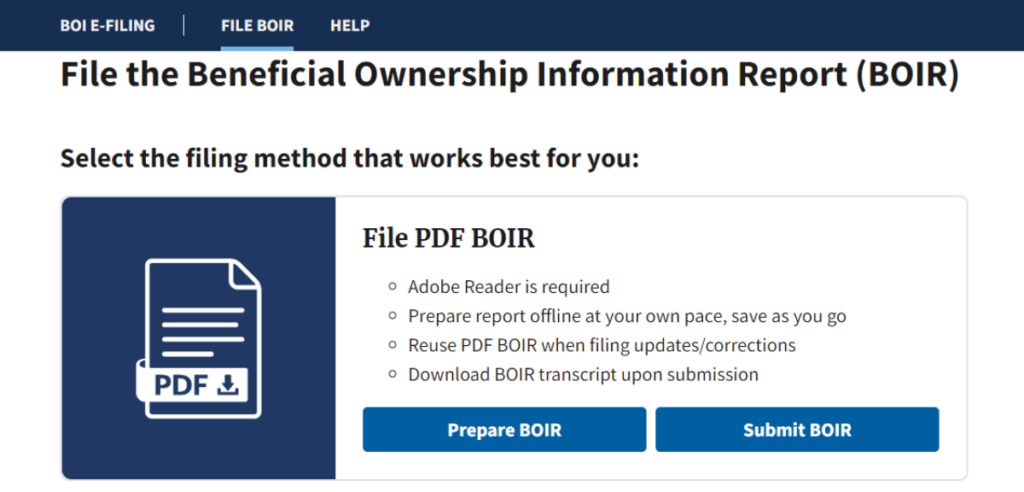 BOI offline filing