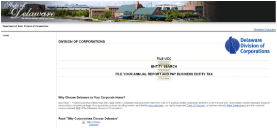 delaware name search step 1