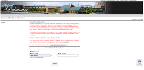 delaware name search step 2