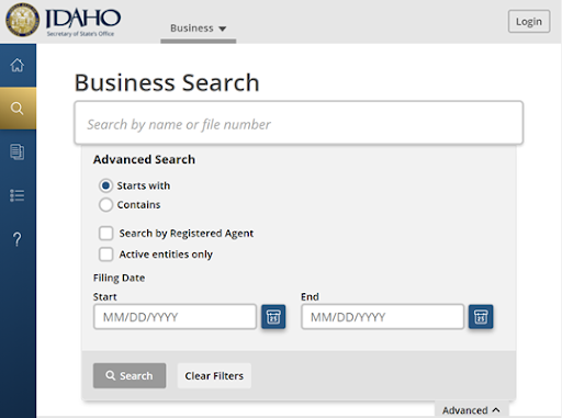 idaho name search step 2