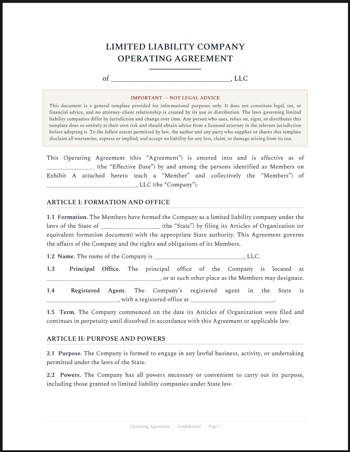 operating agreement