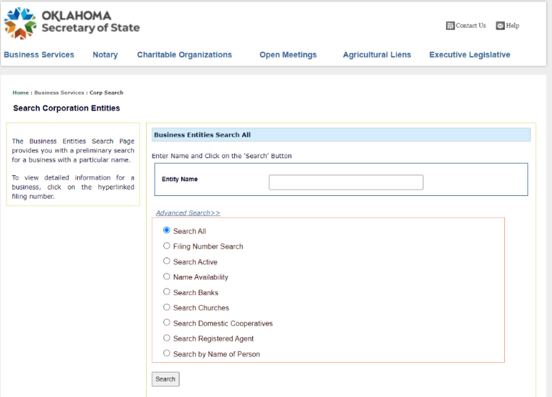 oklahoma llc name search